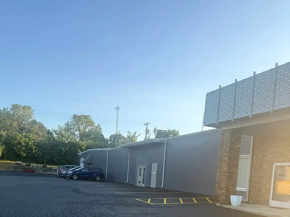 Fresh striping detail on the Urbana commercial lot